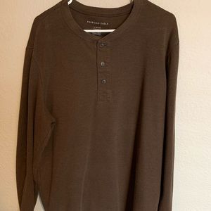 Brown American Eagle Henley Sweater
